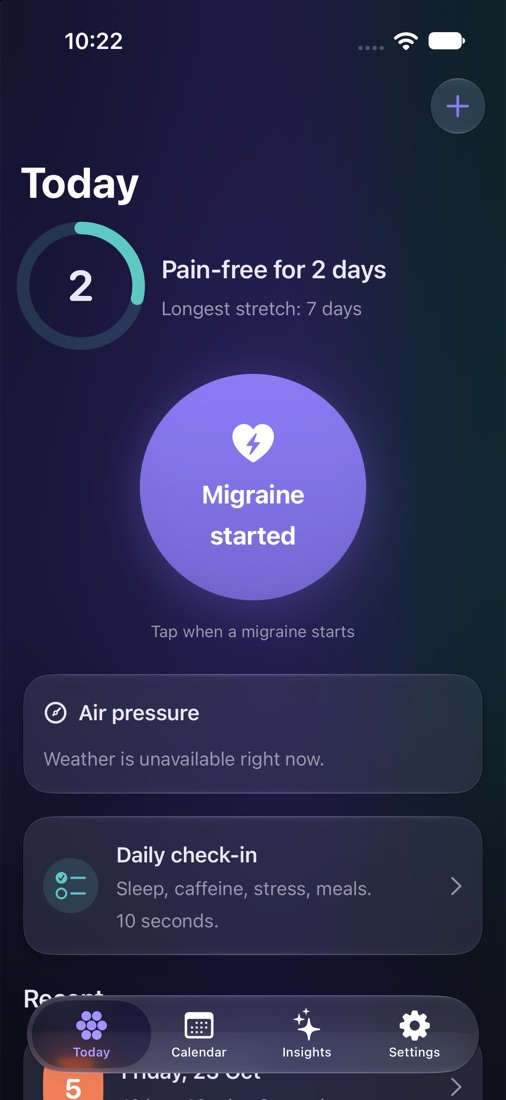 Migraine Tracker screenshot