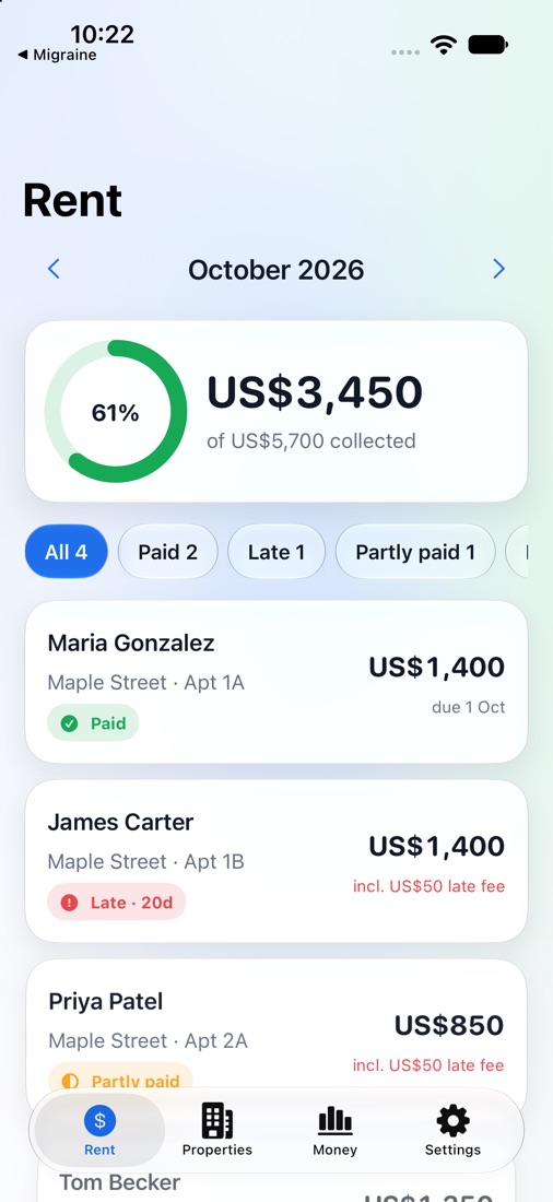 Rent Tracker screenshot